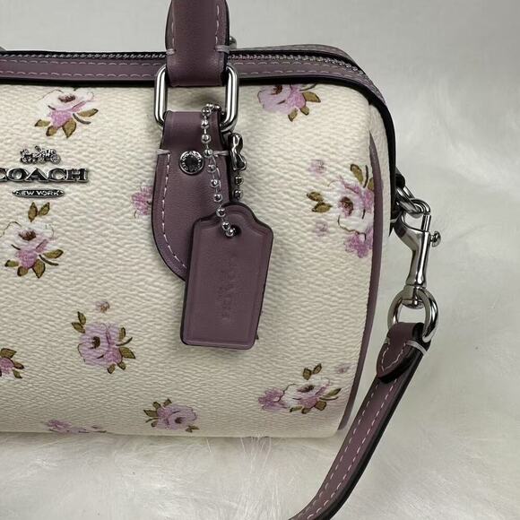 Coach Mini Rowan Crossbody Bag With Floral Print In Canvas/Chalk CAL69 NWT - Picture 3 of 12
